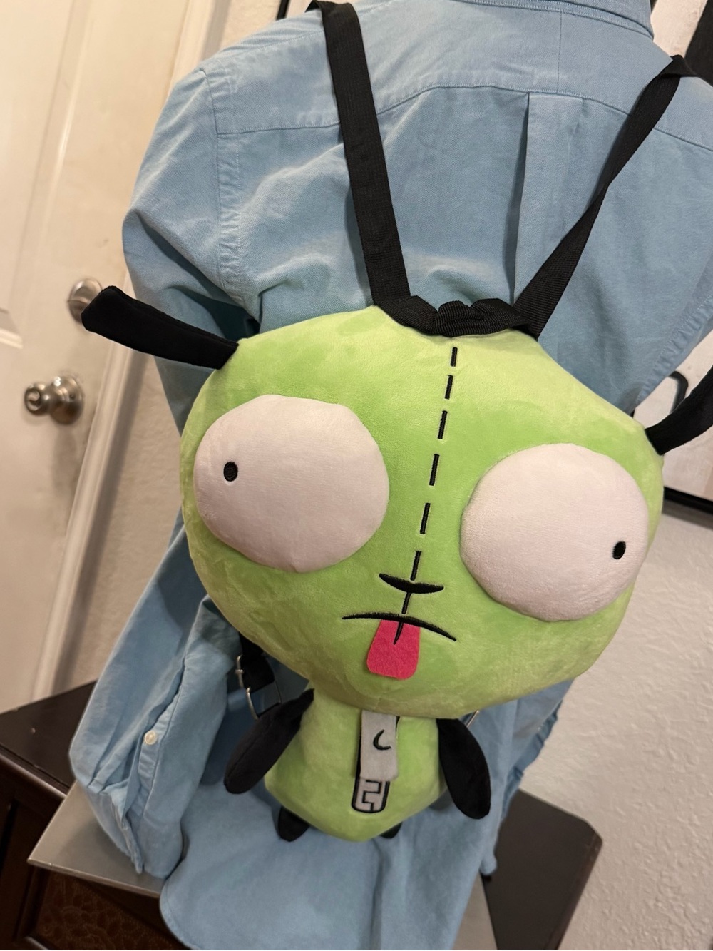 Nickelodeon Green Plush Alien Backpack with White Eyes and Black Straps
